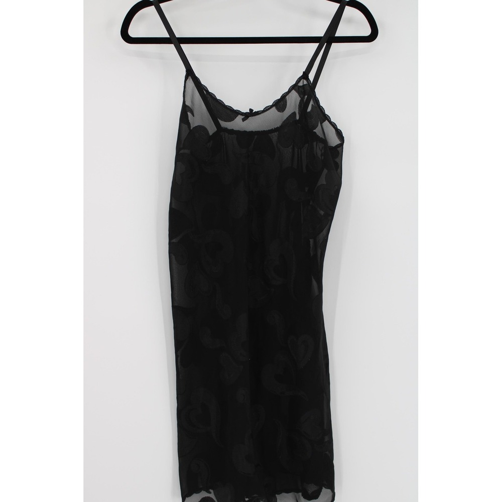 Sheer Mesh Mini Dress Womens Small Heart Pattern Lingerie Sleepwear Nightgown
